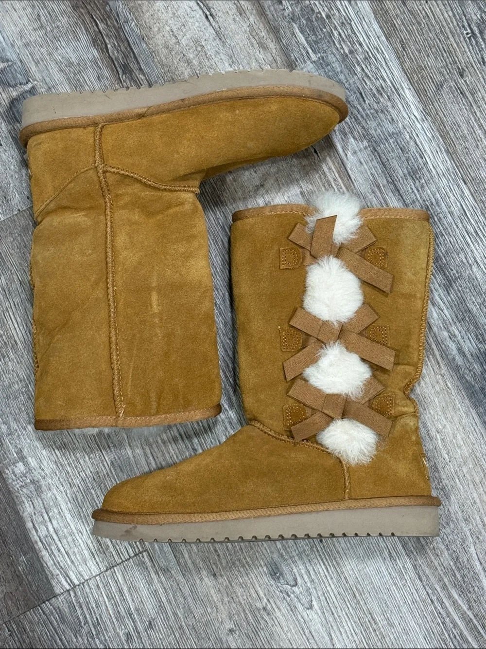Koolaburra by UGG Victoria Mid Calf Chestnut Bow Boots Size 6